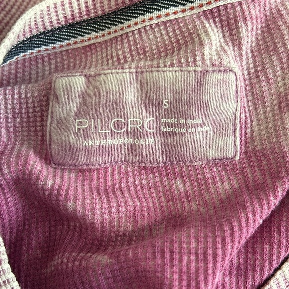 Anthropologie Pilcro Washed Waffle Top Raspberry Shirt Puff Sleeve Boho Sz S - Picture 9 of 11